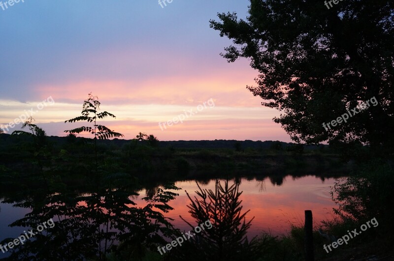 Sunset Lake Nature Water Sun