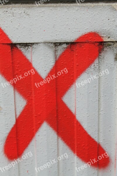 Cross X Letter Red Graffiti