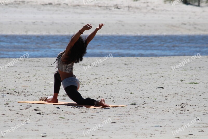 Yoga Woman Beach Relaxation Sand