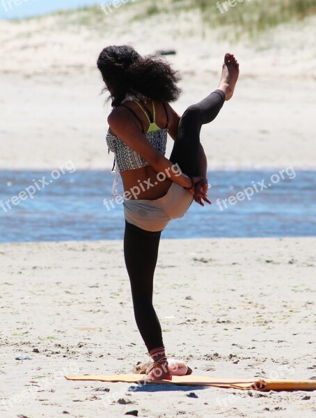 Yoga Woman Beach Relaxation Sand