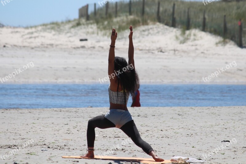 Yoga Woman Beach Relaxation Sand