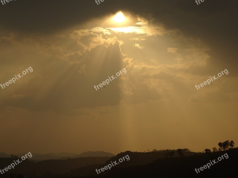 Sunset Eventide Clouds Horizon Landscape