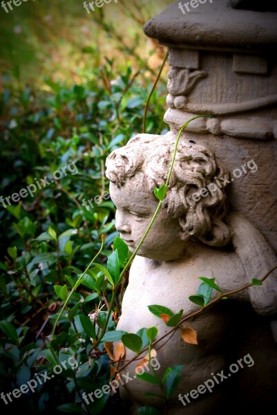 Cherub Statue Garden Stucco Free Photos