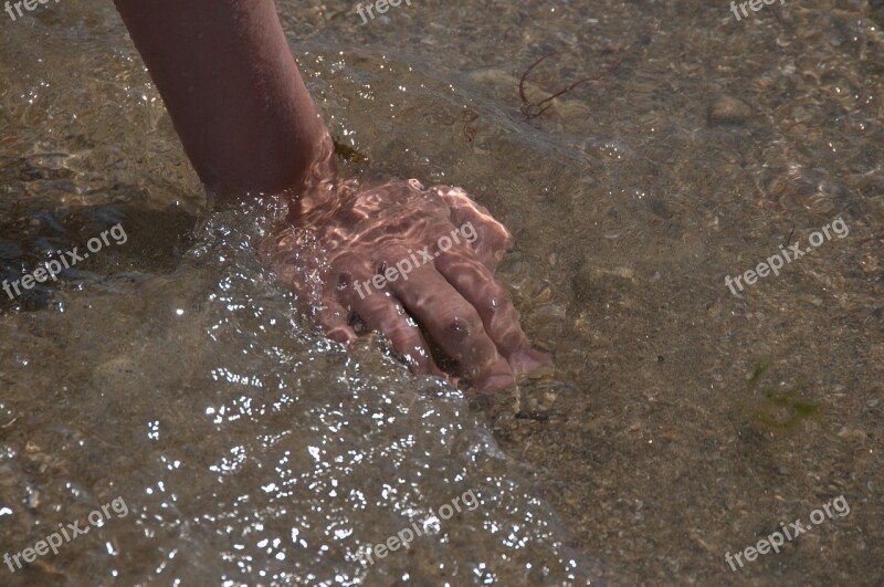 Refreshment Hand Sea Reflection Summer