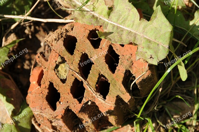 Hollow Tile Building Rubble Holes Brown Black