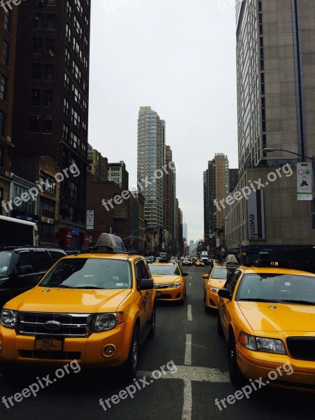 Taxi Traffic New York Road City