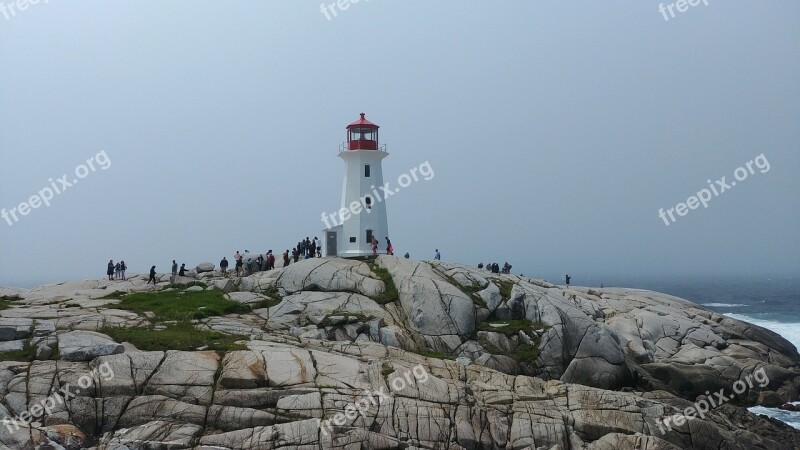 Lighthouse Fog Stormy People Sky