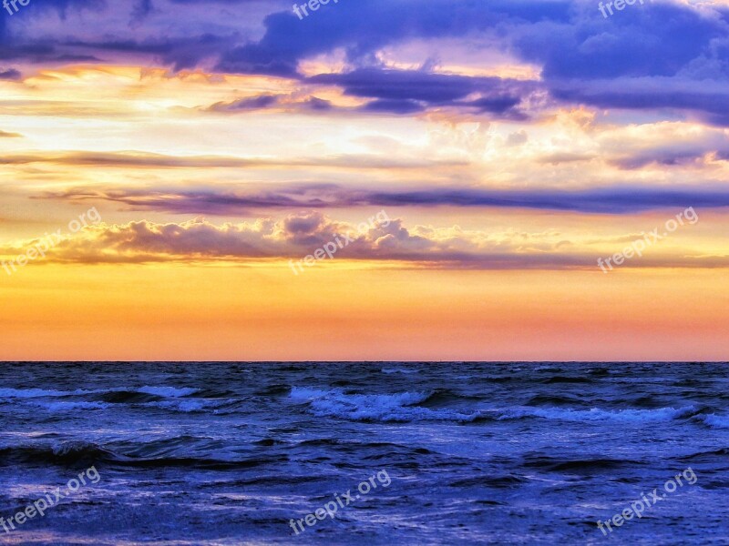 Sunrise Sunset Sea Ocean Wave