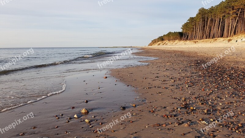 Beach Sea The Waves Pebbles Sand