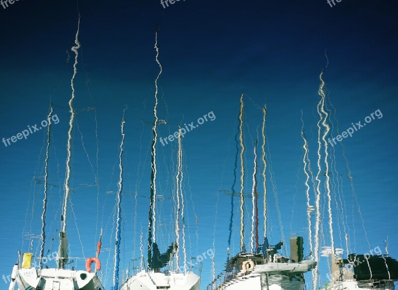 Reflection Yacht Sailboat Mast Water