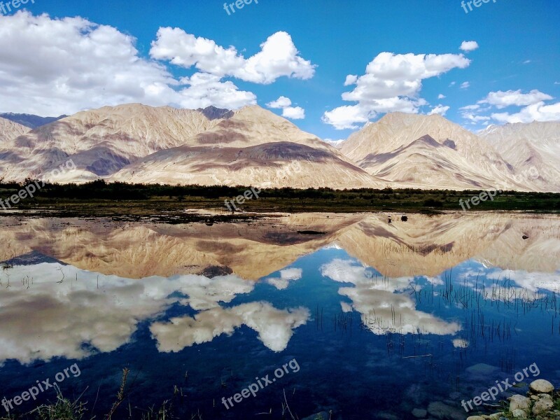 Landscape Mountain Lake Mirror View Reflection