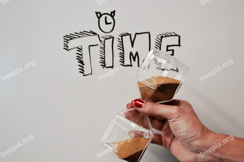 Time Hourglass Clock Nails Whiteboard