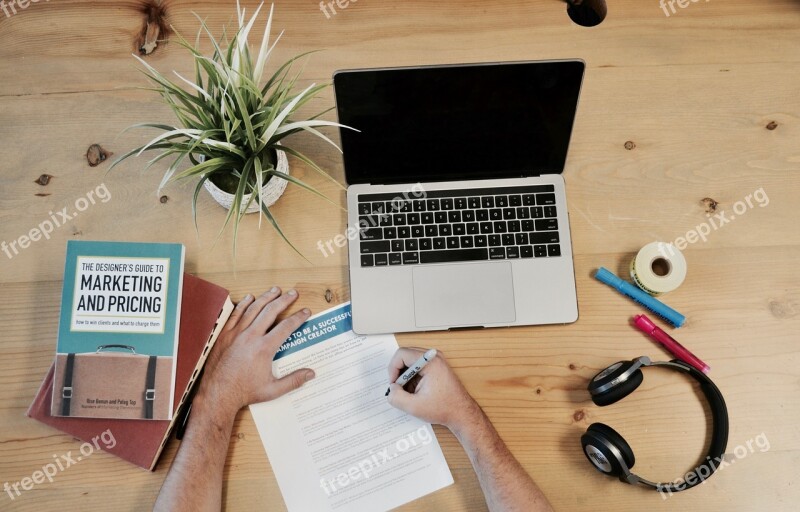 Marketing Business Flatlay Desk Computer