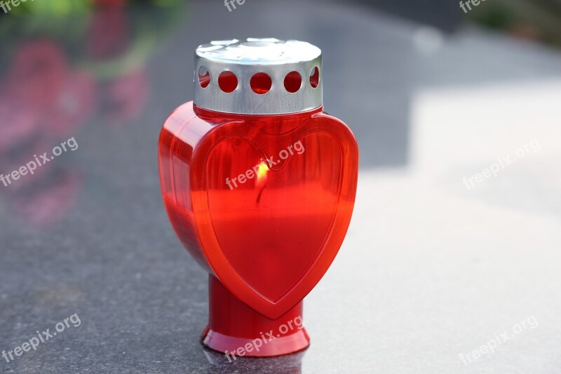 Candle Heart Red Black Marble Symbol