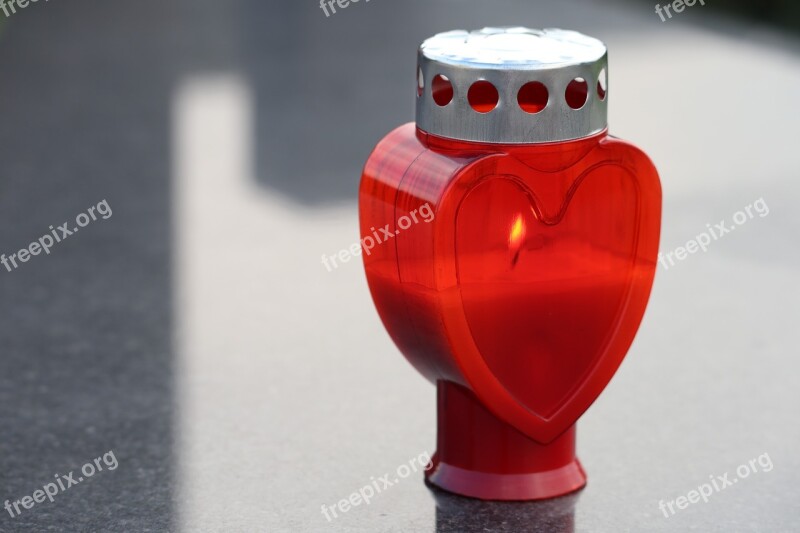 Candle Heart Red Black Marble Symbol