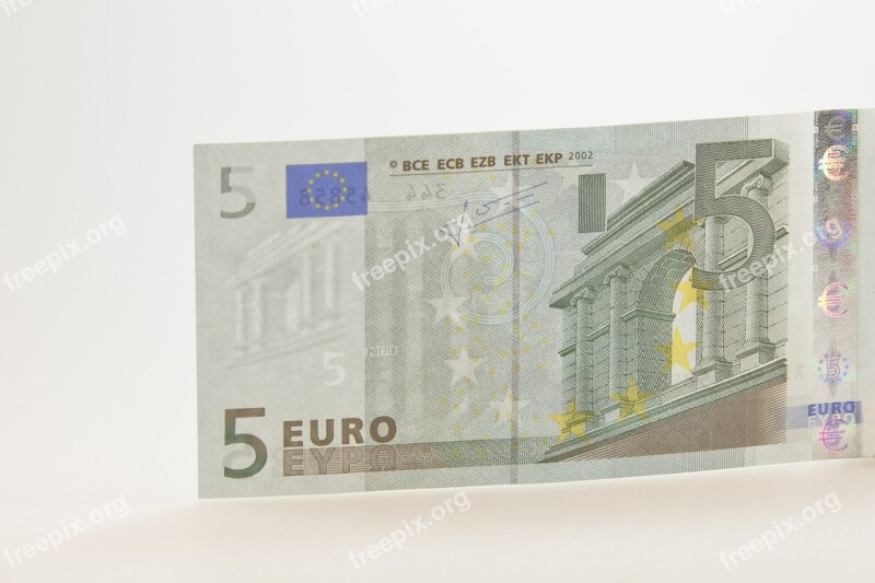 Banknote Euro Bill Five Dollar Bill