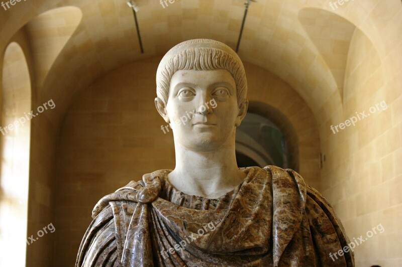 Constantino Roman Emperor Sculpture Louvre Free Photos