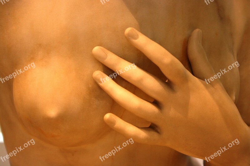 Sculpture Louvre Hand Breast Eroticism