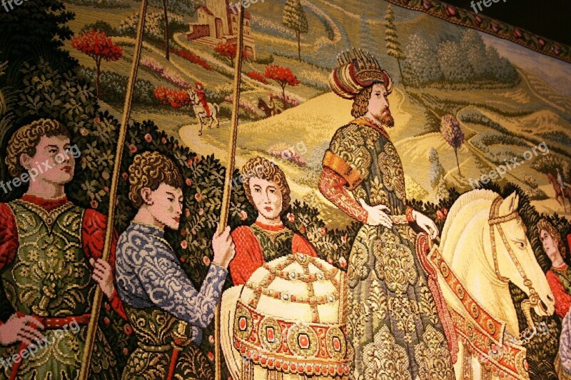 Tapestry Knights Middle Ages Free Photos