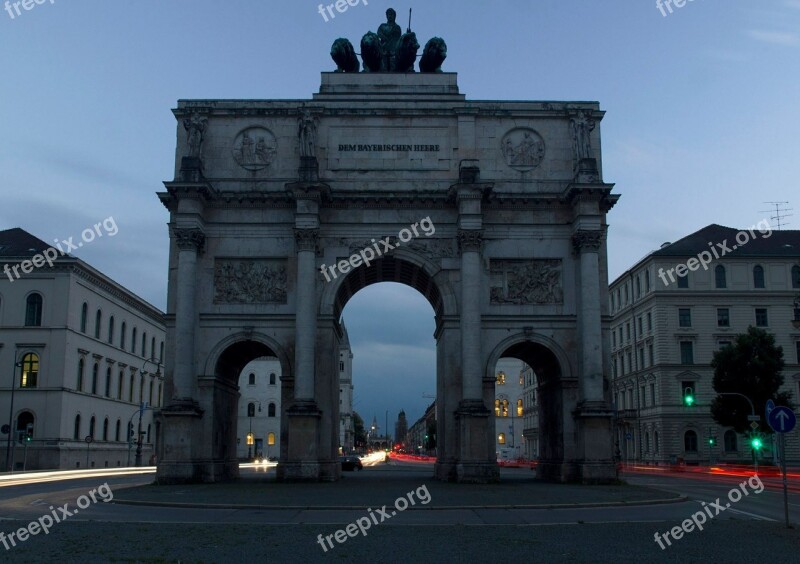 Munich Siegestor Sunset Bavaria Evening