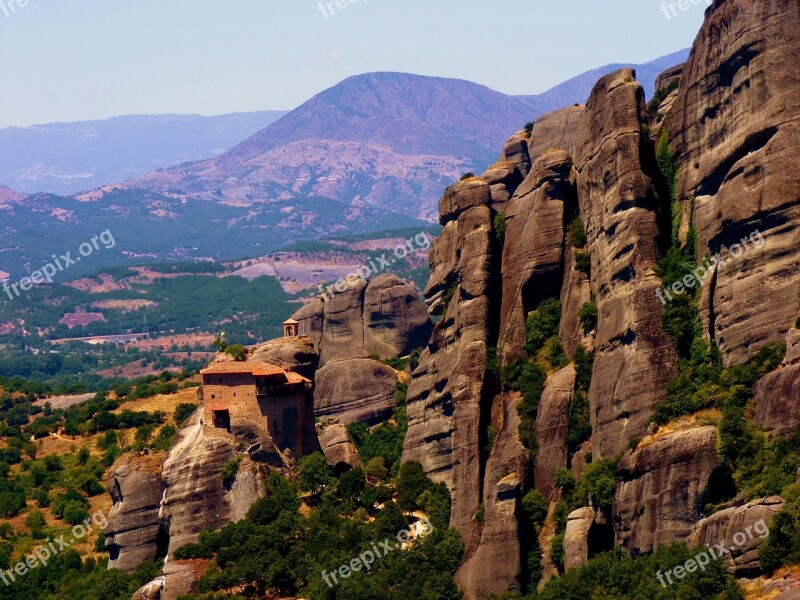 Meteora Mountain Landscape Monastery Greece