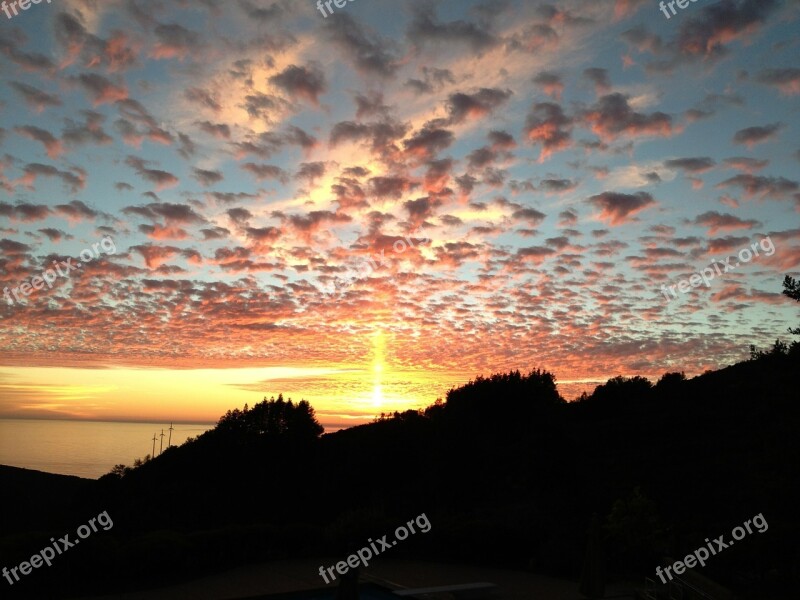 Sunset Orange Yellow Blue Clouds