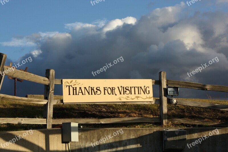 Sign Thanks For Visiting Fence Wood Text