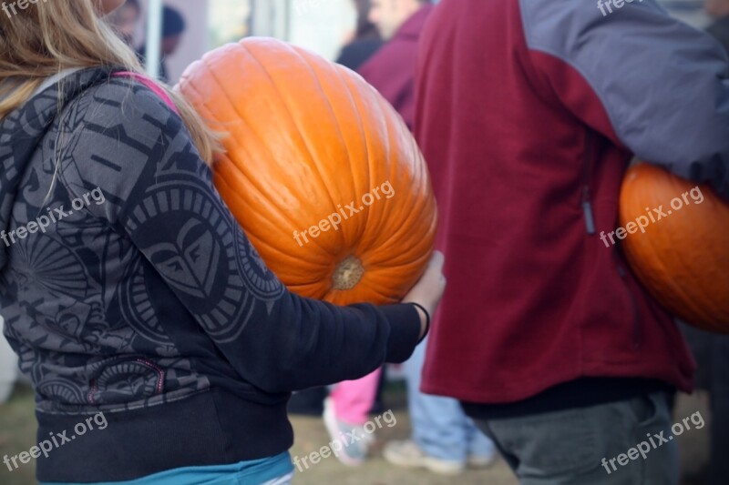 Pumpkins Carrying Holding Autumn Fall