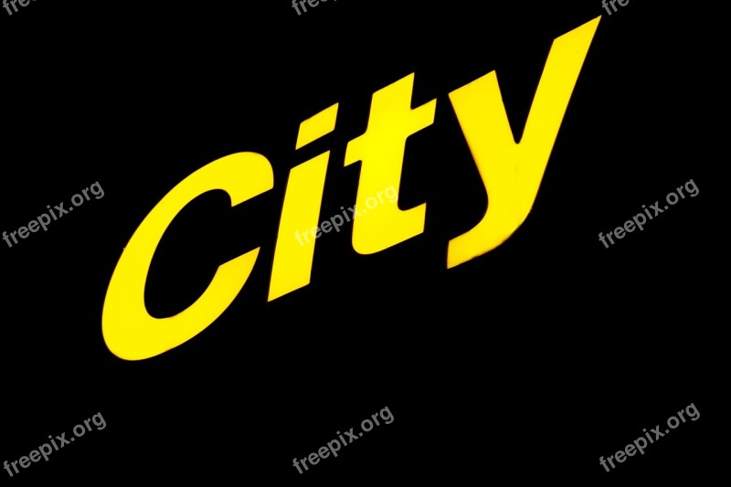 Neon Sign Shield City Yellow Shining