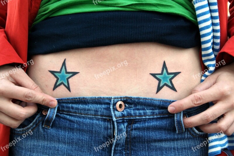 Tattoos Belly Stars Skin Free Photos