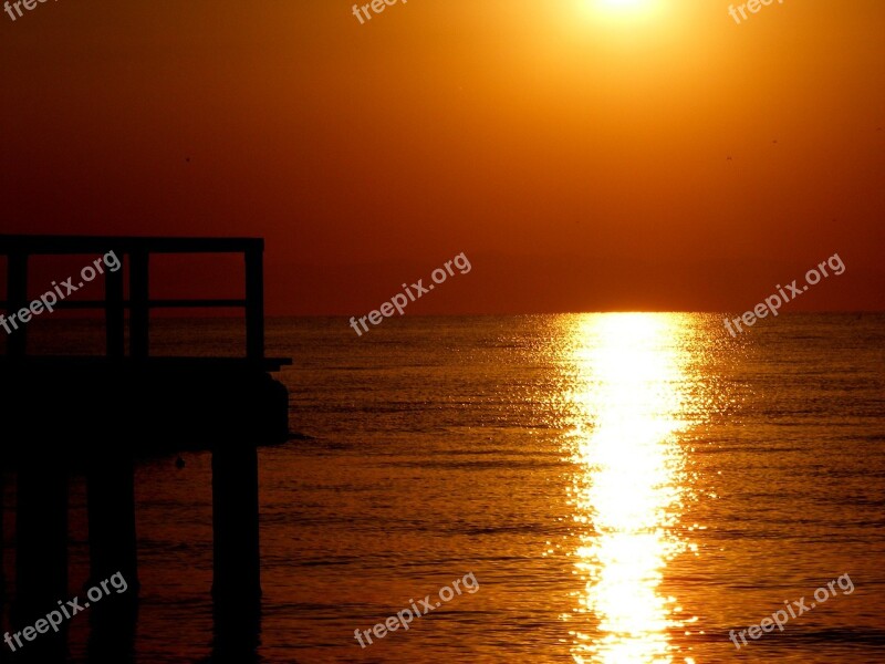 Sun Great Bridge Sky Red