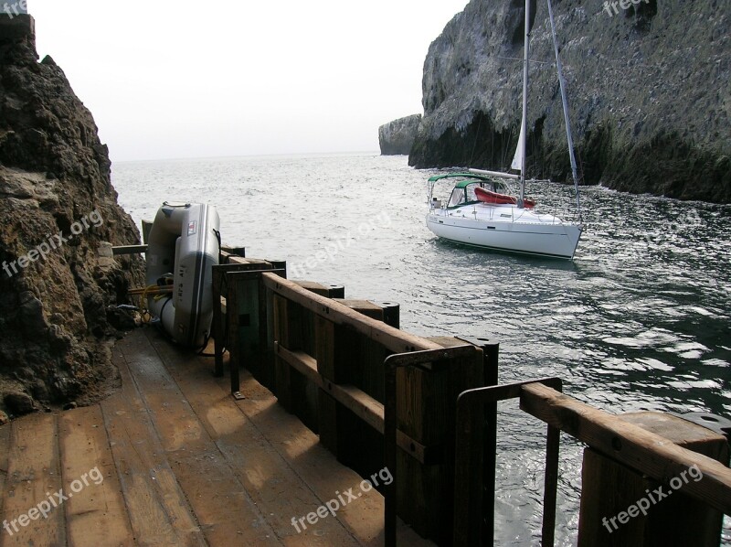 Boat Ocean Dock Anacapa Island