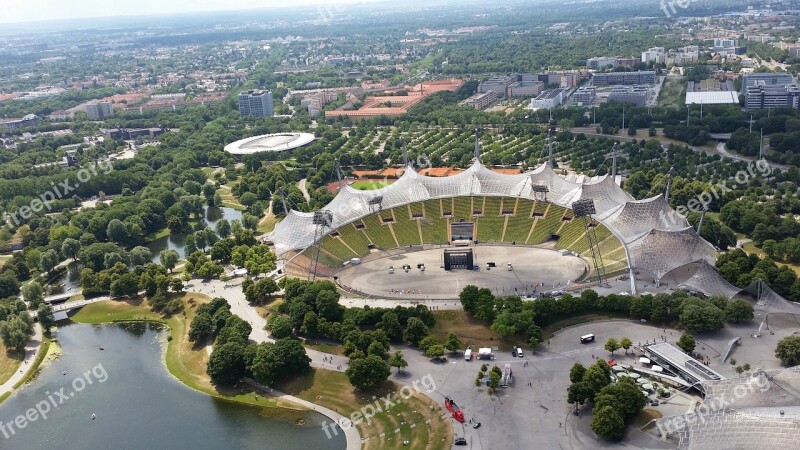 Olympic Stadium Munich Aerial View Germany Free Photos