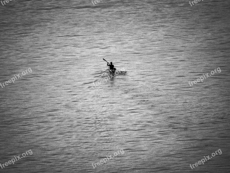 Canoe Loneliness Rowing Sea River