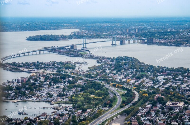 New York Bridge Aerial View Skyline City