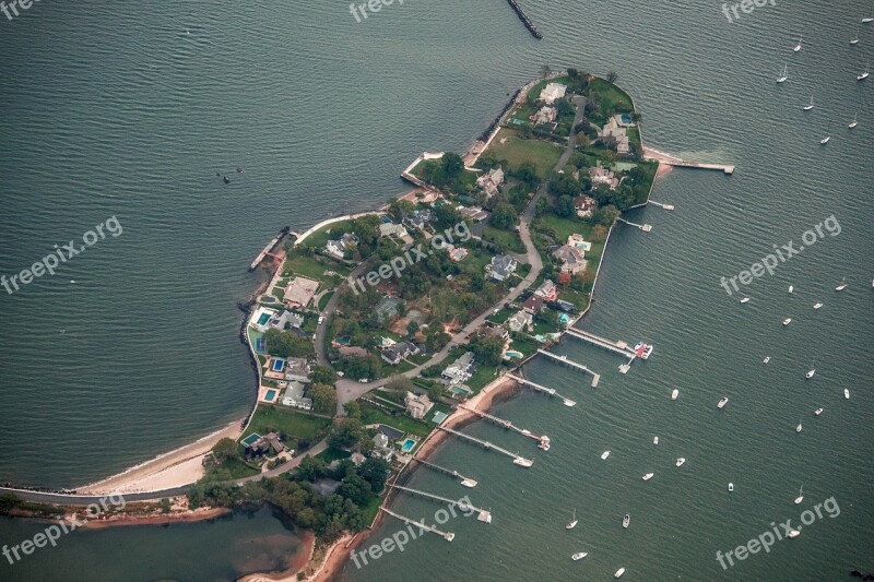 New York Edgewater Point Aerial View Island Panorama