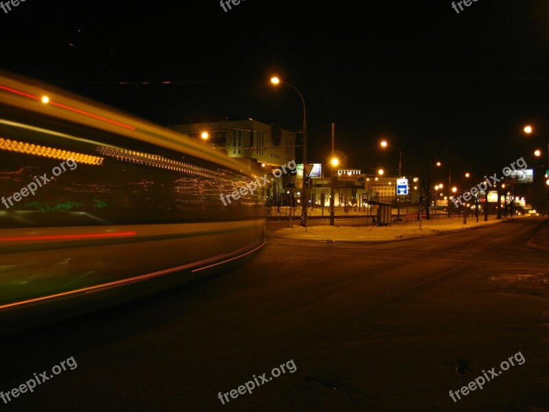 Moscow Tram Night Russia Free Photos