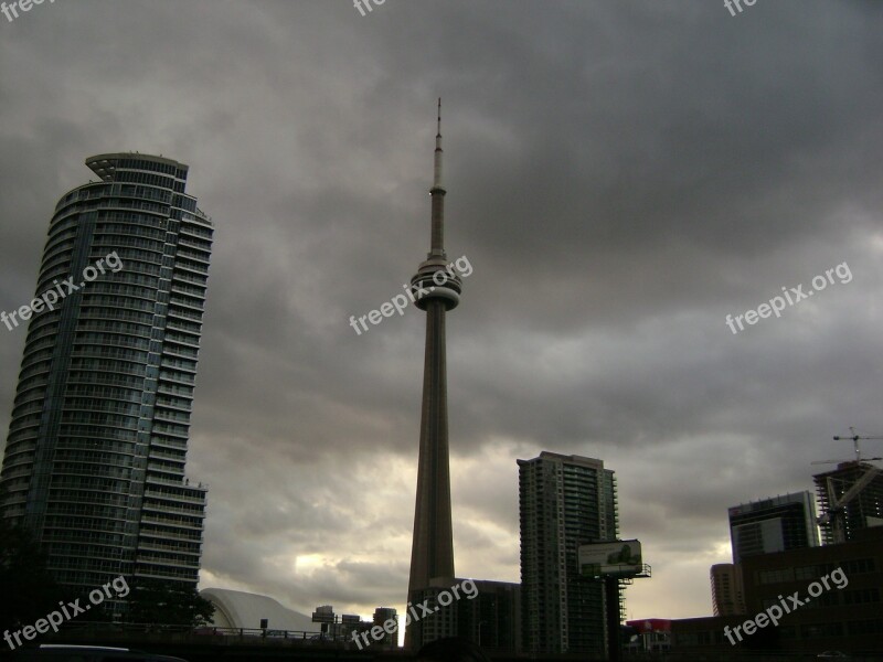 Cloudy Cn Tower Canada Toronto City