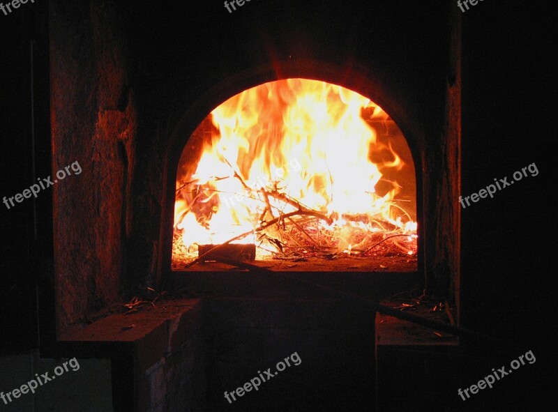 Oven Fireplace Firebox Fire Lit