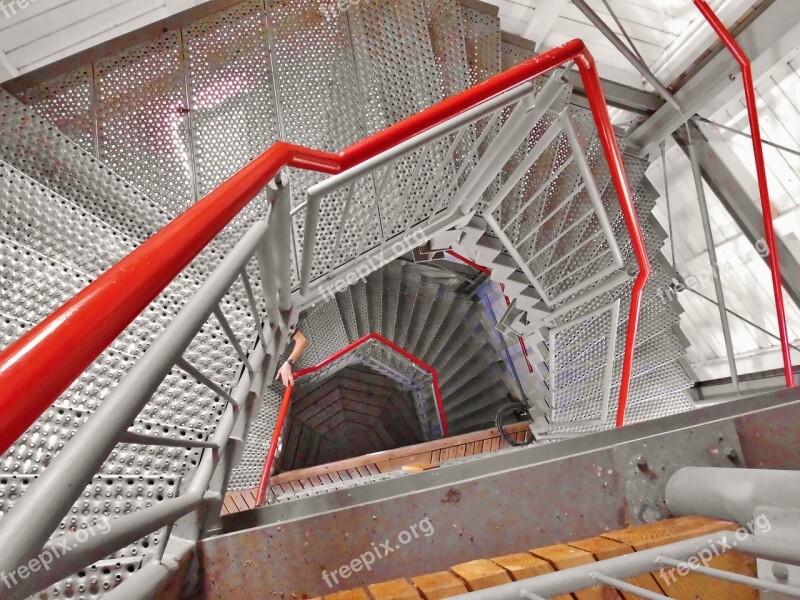 Stairs Metal Gradually Staircase Down Tower Stairs