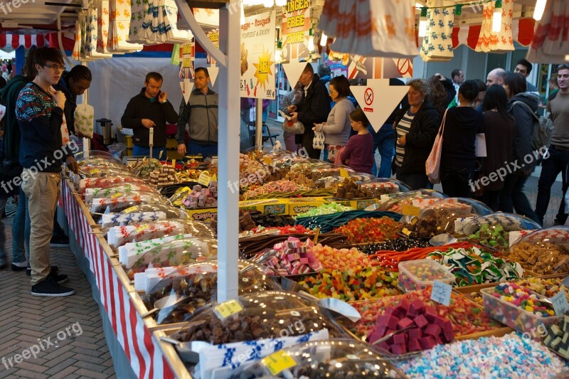 Sweet Stall Street Market Colourful Assorted Shoppers