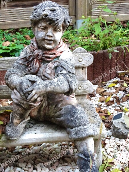 Boy Statue Sculpture Stone Figure Garden