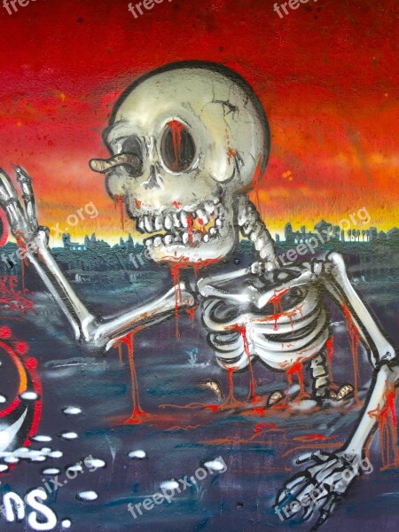 Graffiti Skeleton Death Setting End Of The World