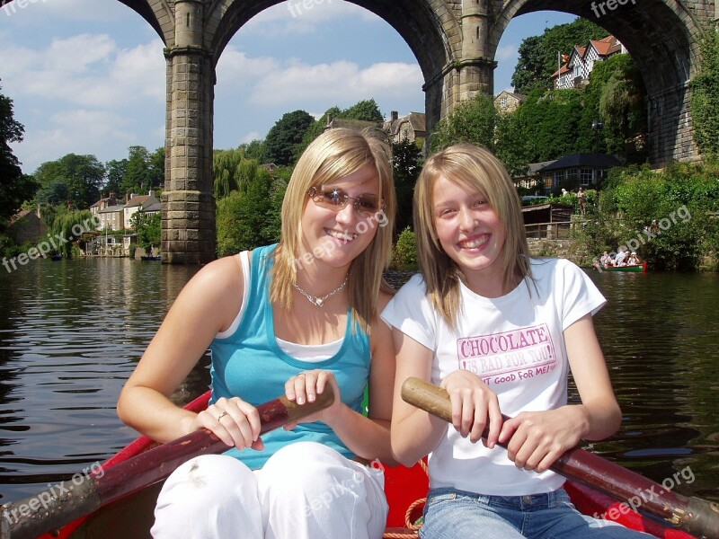 Boating Woman Girl Family Happy