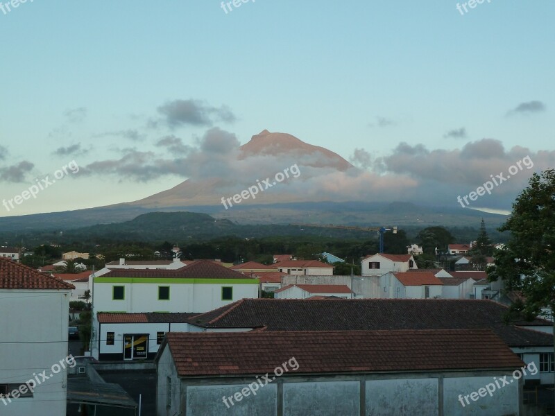 Volcano Pico Azores Village Landscape