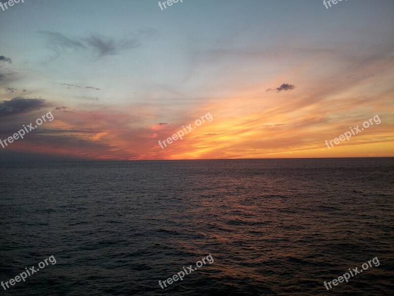 Sunset Ocean Sea Sky Horizon