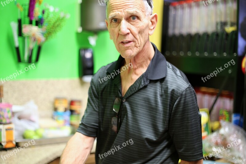 Elderly Man Working Old Wrinkles