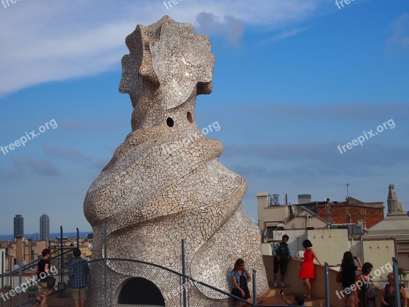 Gaudi Roof Garden Barcelona Free Photos