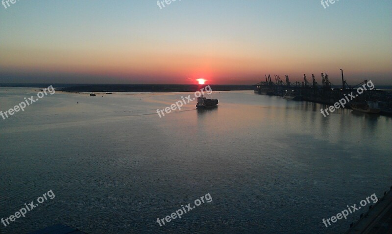 Sunset Docks Water Sky Nature