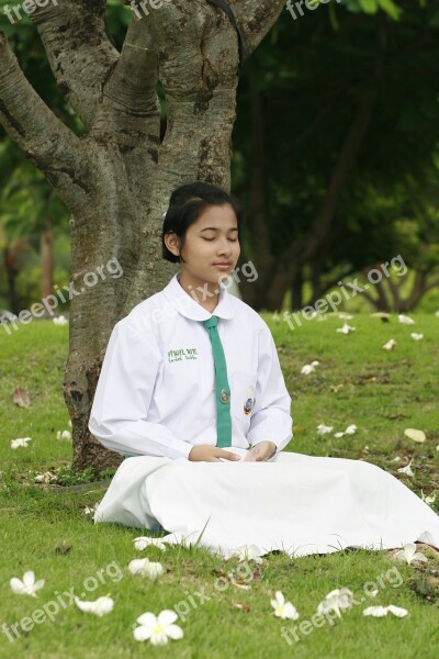 Girl Meditation Meditate Buddhism Tailor Seat